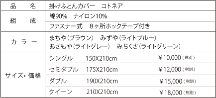 掛けふとんカバー　コトネア仕様